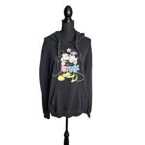 Disney Women's Retro Mickey & Minnie Mouse Black Hoodie Sweatshirt L